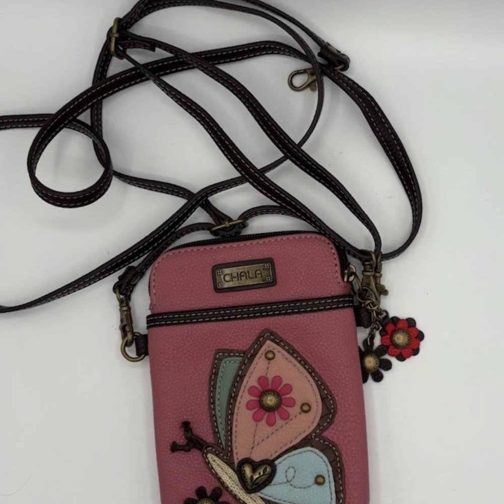 Chala Crossbody Zip Wallet Wristlet Cell Phone Bag Butterfly PETA approved VEGAN - Picture 7 of 7
